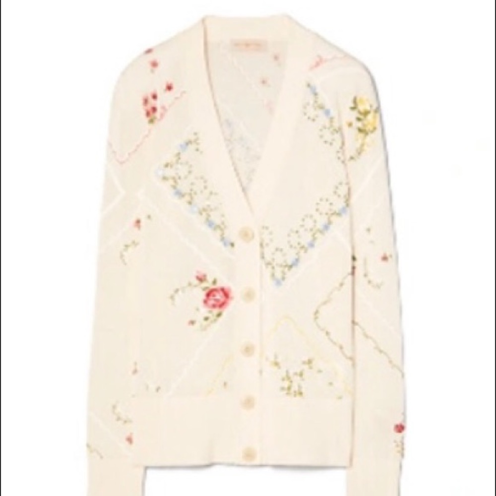 Tory Burch NWT Simone Printed Cardigan Afternoon Tea- size XL